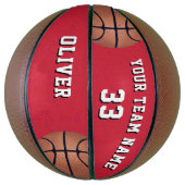 赤いバスケットボールチーム名番号 バスケットボール (縦)