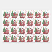 赤いバスツリーチャイルドネームラブサンタクリスマス ラッピングペーパーシート (正面3)