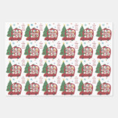赤いバスツリーチャイルドネームラブサンタクリスマス ラッピングペーパーシート (正面2)