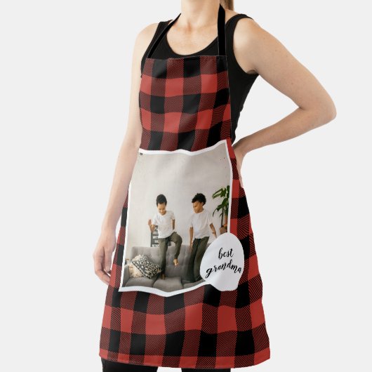 赤いバッファローのプライ最高のドおばあちゃんのプレゼント写真と エプロン (インサイチュ)