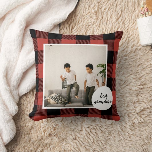 赤いバッファローのプライ最高のドおばあちゃんのプレゼント写真と クッション (ブランケット)