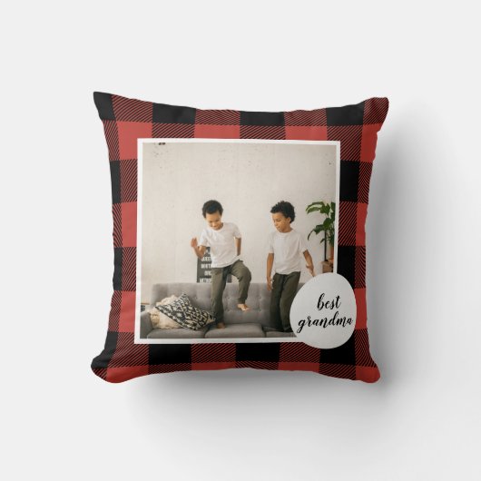 赤いバッファローのプライ最高のドおばあちゃんのプレゼント写真と クッション (正面)