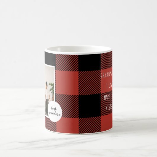 赤いバッファローのプライ最高のドおばあちゃんのプレゼント写真と コーヒーマグカップ (中央)