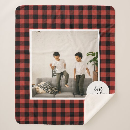 赤いバッファローのプライ最高のドおばあちゃんのプレゼント写真と シェルパブランケット (正面)