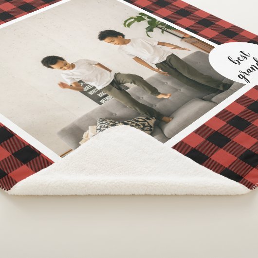 赤いバッファローのプライ最高のドおばあちゃんのプレゼント写真と シェルパブランケット (3/4)