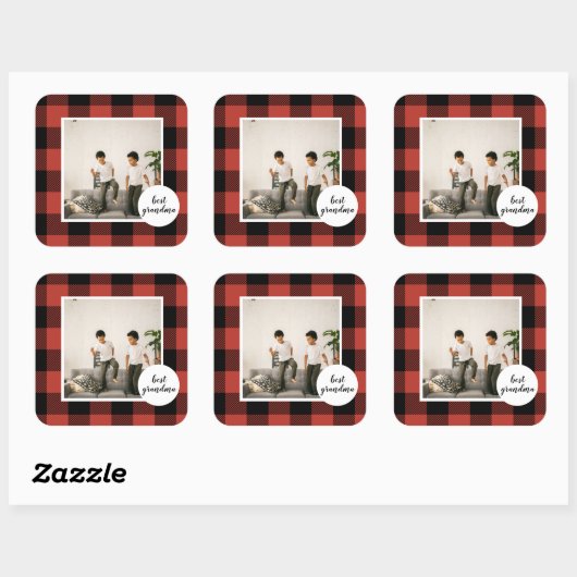 赤いバッファローのプライ最高のドおばあちゃんのプレゼント写真と スクエアシール (シート)