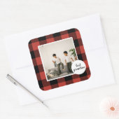 赤いバッファローのプライ最高のドおばあちゃんのプレゼント写真と スクエアシール (封筒)