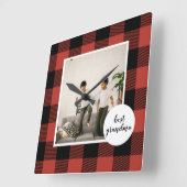 赤いバッファローのプライ最高のドおばあちゃんのプレゼント写真と スクエア壁時計 (傾斜)