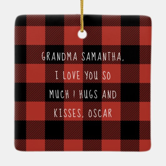 赤いバッファローのプライ最高のドおばあちゃんのプレゼント写真と セラミックオーナメント (裏面)