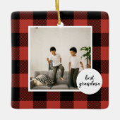 赤いバッファローのプライ最高のドおばあちゃんのプレゼント写真と セラミックオーナメント (正面)