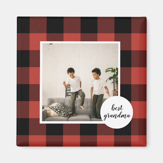 赤いバッファローのプライ最高のドおばあちゃんのプレゼント写真と マグネット (正面)
