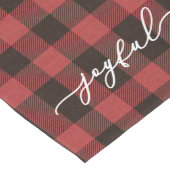 赤いバッファローのプレイドと楽しいスクリプトのクリスマス ロングテーブルランナー (コーナー)