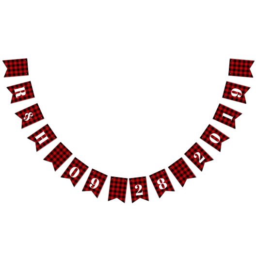 赤いバッファローのプレイド素朴な冬の結婚式へようこそ バンティングフラッグ (全)