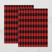 赤いバッファローの格子柄 サンキューカード (正面/裏面)