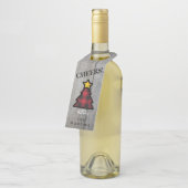 赤いバッファローの格子縞のクリスマスツリー ボトルネックタグ (アングル)