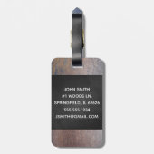 赤いバッファローの格子縞のシカの頭部のモノグラム ラゲッジタグ (裏面縦)