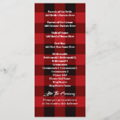 赤いバッファローの格子縞の冬の結婚式のプログラム プログラム (裏面)