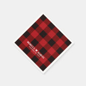 赤いバッファローの格子縞の冬の結婚式パーティー スタンダードカクテルナプキン (角)
