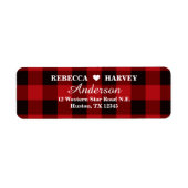 赤いバッファローの格子縞の冬の結婚式 ラベル (正面)