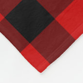 赤いバッファローの格子縞 フリースブランケット (角)