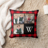 赤いバッファローの点検3の写真のコラージュのモノグラム クッション (ブランケット)