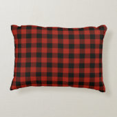 赤いバッファローの素朴格子模様男らし アクセントクッション (裏面)