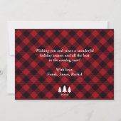 赤いバッファローチェックの柄が楽しいクリスマスの写真 シーズンカード (裏面)