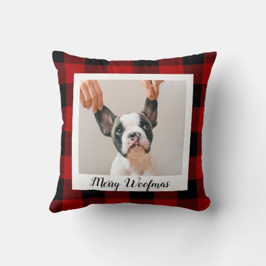 赤いバッファロープライド&メリーウォーフマスと犬の写真 クッション (裏面)