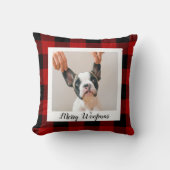 赤いバッファロープライド&メリーウォーフマスと犬の写真 クッション (正面)