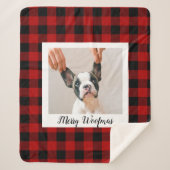赤いバッファロープライド&メリーウォーフマスと犬の写真 シェルパブランケット (正面)