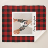 赤いバッファロープライド&メリーウォーフマスと犬の写真 シェルパブランケット (正面(横))