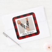 赤いバッファロープライド&メリーウォーフマスと犬の写真 スクエアシール (封筒)