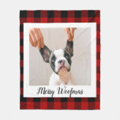 赤いバッファロープライド&メリーウォーフマスと犬の写真 フリースブランケット (正面)