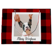 赤いバッファロープライド&メリーウォーフマスと犬の写真 ラージペーパーバッグ (正面)