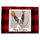 赤いバッファロープライド&メリーウォーフマスと犬の写真 ラージペーパーバッグ (裏面)