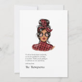 赤いバッファロープリントのクリスマスワイン サンキューカード (裏面)