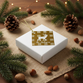 赤いバッファロープレイドとトナカイ | 個人名 フェイバータグ