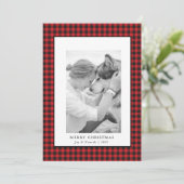 赤いバッファロープレイドのペット写真クリスマスカード シーズンカード (スタンド正面)