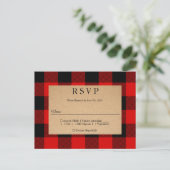 赤いバッファロープレイドのヴィンテージクラフト招待状ポストカード インビテーションポストカード (スタンド正面)