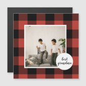 赤いバッファロープレイドの最高の祖母へのプレゼント フォト付き (正面/裏面)