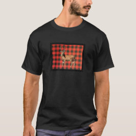 赤いバッファロープレイドの鹿のTシャツ Tシャツ