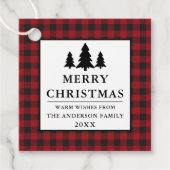 赤いバッファロープレイドパインズメリークリスマス フェイバータグ (正面)