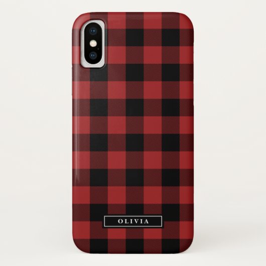 赤いバッファロープレイドパターン名 Case-Mate iPhoneケース (裏面)