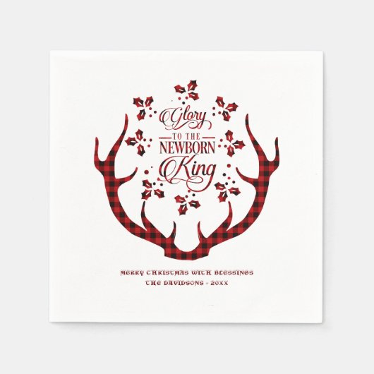 赤いバッファロー生まれたばかりののクリスマスに栄光 スタンダードカクテルナプキン (正面)