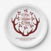 赤いバッファロー生まれたばかりののクリスマスに栄光 ペーパープレート (正面)