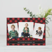 赤いバッファロー・プレイドのフォトコラージュカード シーズンカード (スタンド正面)