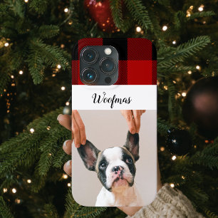 赤いバッファローPlaidとメリー犬の写真Cとウーフマス iPhone 13 Proケース