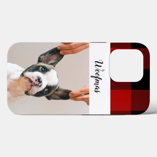 赤いバッファローPlaidとメリー犬の写真Cとウーフマス Case-Mate iPhoneケース (裏面 (横))