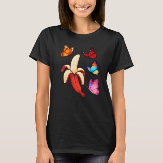 赤いバナナと蝶々 Tシャツ