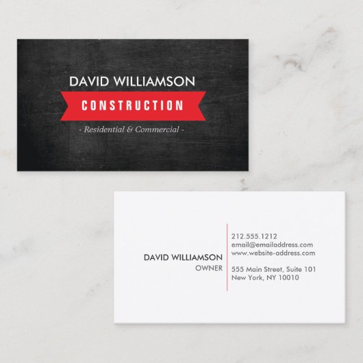 赤いバナー建築、ビルダ、アーキテクトのロゴ 名刺 (正面/裏面)